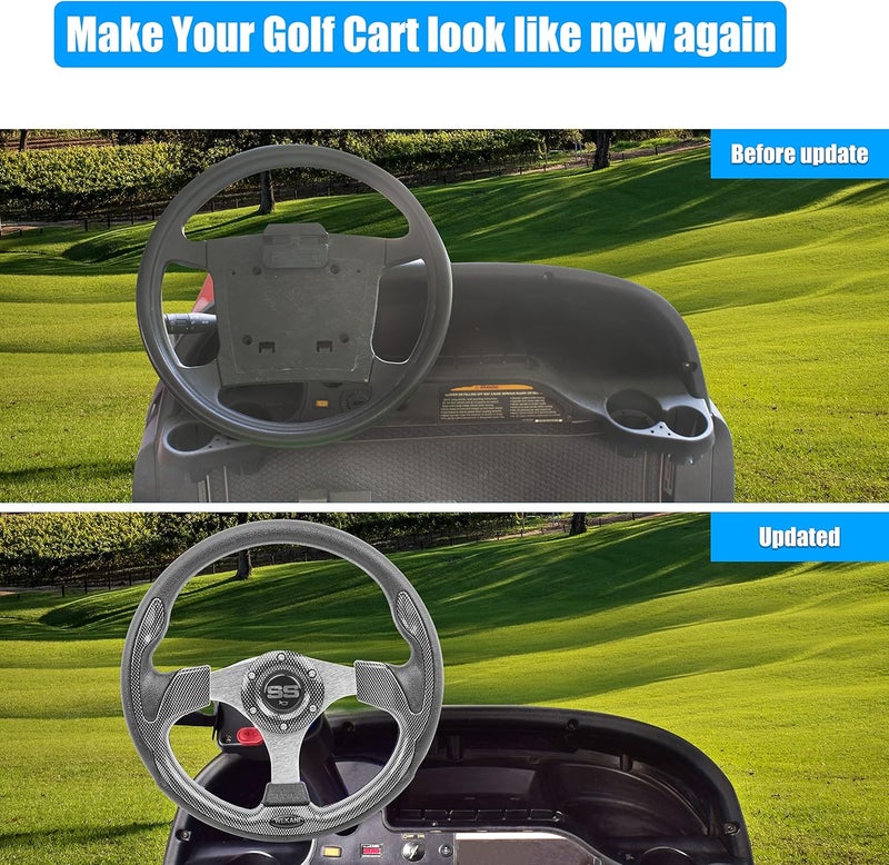 WEKANI Golf Cart Steering wheel for EZGO YAMAHA and Club Car Precedent Most Golf carts Silver Gray - Image 5